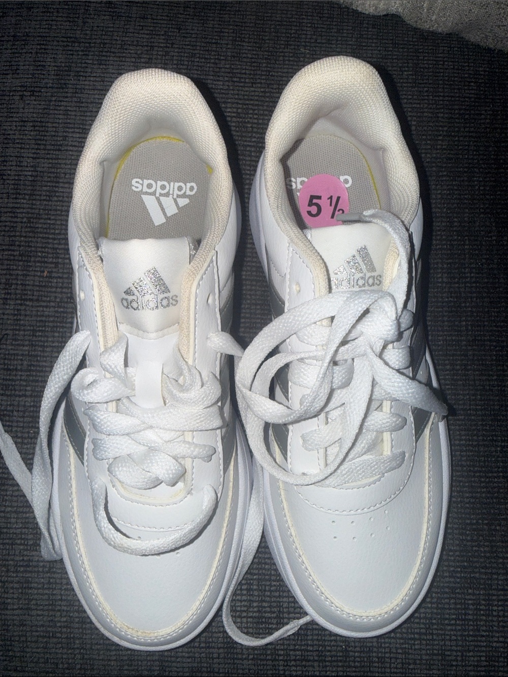 Adidas Women's White Low-Top silver Athletic Sneakers